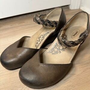Aetrex‎ Mia Shoes Women's Size 9-9.5 EU 40 Leather Mary Jane Wedge Comfort brown